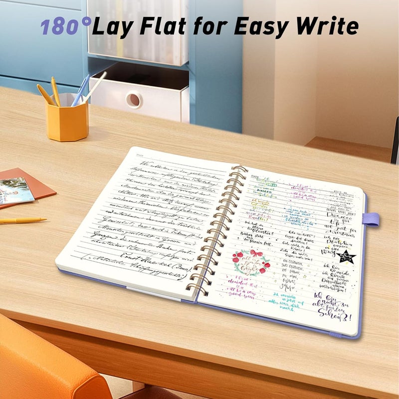 LEAGIM Lined Spiral Journal Notebook for Women & Men, College Ruled Hardcover Notebook for Work & Note Taking, Journals for Writing, 100 GSM, Business, School, 140 Pages, A5(5.8"x8.5") - Purple - Image 3